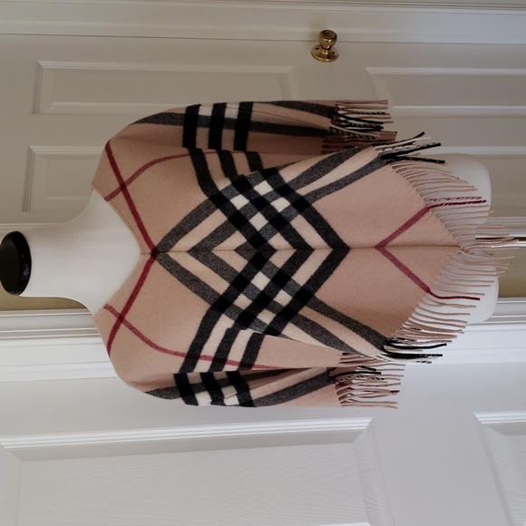 Burberry Sweaters - BURBERRY WOOL PLAID CHECK PONCHO